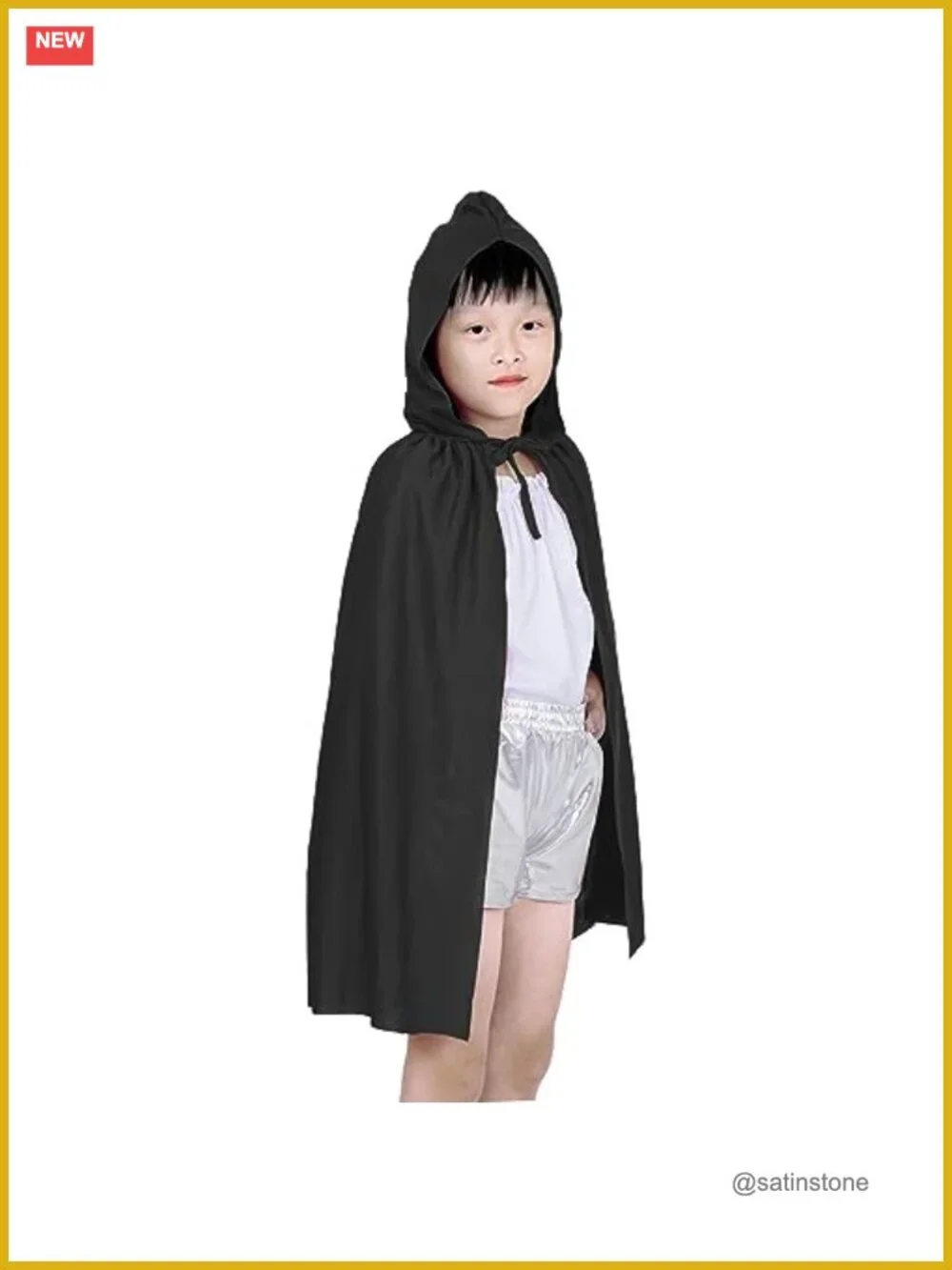 Kids Hooded Cloak Cape Halloween Costume Medieval Dress Up Polyester